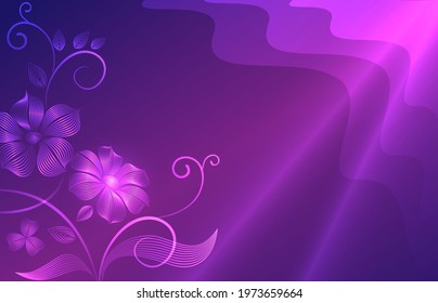 Vector abstract design of floral pattern on a purple background.