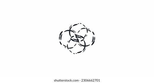 
Vector abstract design in the form of four circles connected to each other in various currents and waves.