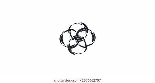 
Vector abstract design in the form of four circles connected to each other in various currents and waves.