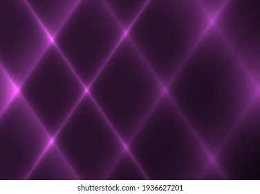 Vector abstract design. Glowing diagonal lines on a dark purple background.