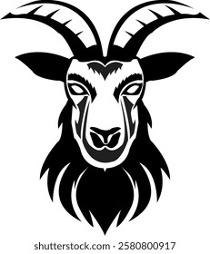 Vector abstract design of a goat's head showing a face, showing it to be very suitable to be graphic material, art media, logos, and so on.