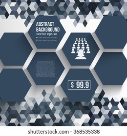 Vector Abstract Design Hexagonal Background. blue and white