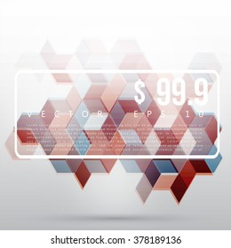 Vector Abstract Design Hexagonal Background. Red and blue