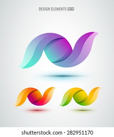 Vector abstract design icons set. Glossy logo abstract shapes