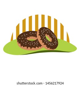 Vector Abstract Design. Illustration of  donuts on a plate.