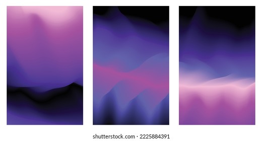 Vector abstract design template and illustration in trendy bright gradient colours with copy space for text - banner, cover and background in purple blue colours, for social media stories and posts