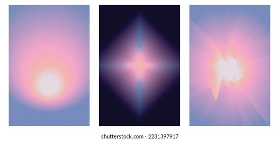 Vector abstract design template and illustration in trendy bright gradient colours with copy space for text - banner, cover and background in purple blue colours, for social media stories and posts, c