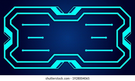 Vector Abstract design template, science, futuristic, energy technology concept. Digital image of game play with blue light blur over dark blue background. dot and hexagon pattern element