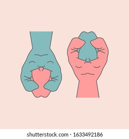Vector abstract design template in simple linear style - strange creatures similar to hands. minimalism isolated background.