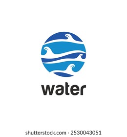 Vector abstract design template for water wave. Water wave circle icon.