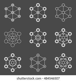 Vector abstract design templates. Minimal geometric badges. Hexagon element.