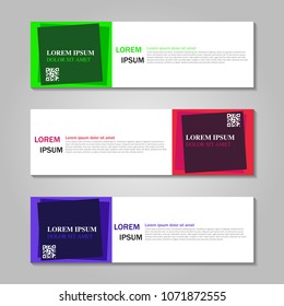 Vector abstract design web banner template. Web Design Elements - Header Design. Abstract geometric web banner template on grey background. collection of web banner design template.