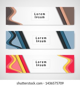 Vector abstract design web banner template. Abstract geometric design banner web template. Collection of web banner template. Modern template design for web. 3D Banner design.