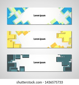 Vector abstract design web banner template. Abstract geometric design banner web template. Collection of web banner template. Modern template design for web. 3D Banner design.