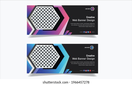 Vector abstract design web banner template. Web Design Elements - Header Design. Abstract geometric web banner template on grey Background Modern banner.
