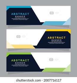 Plantilla de banner web de diseño abstracto de vectores. Elementos de diseño web - Diseño de encabezado. Resumen de la plantilla geométrica de banner web sobre fondo gris.Banner moderno.