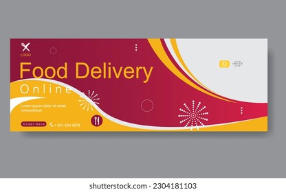Vector abstract design web banner template. food delivery service or online food order application modern banner.