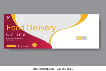 Vector abstract design web banner template. food delivery service or online food order application modern banner.