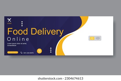 Vector abstract design web banner template. food delivery service or online food order application modern banner.