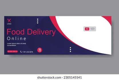 Vector abstract design web banner template. food delivery service or online food order application,modern banner.