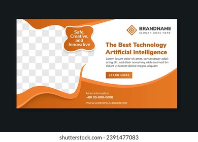 Vector abstract design web banner template. Web page design Elements. the best technology artificial intelligence header poster. Abstract geometric on white background. Modern brown element with photo