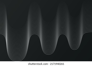 Vector abstract digital black and white background, grid of wavy lines.