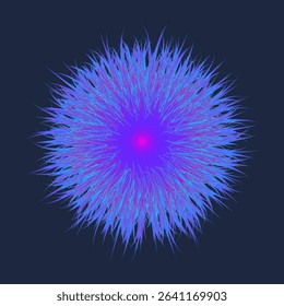 Vector Abstract Digital Flower with Glowing Petal Lines. Radiant Symmetrical Digital Blossom in Neon Colors