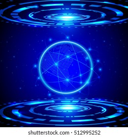 Vector Abstract Digital Technology Background. Digital Global Map Network Electronic Future Communication Business Connection. Technology Global. Network Connection Concept Background

