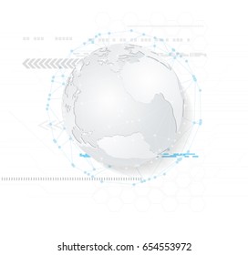 Vector Abstract Digital Technology Background. Digital Global Map Network Electronic Future Communication Business Connection. Technology Global. Network Connection Concept  Background
