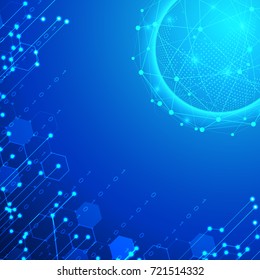 Vector Abstract Digital Technology Background. Digital Global Map Network Electronic Future Communication Business Connection. Technology Global. Network Connection Concept Background

