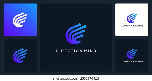 Vector abstract of direction mind logo and icon, can be used in various media easily, editable