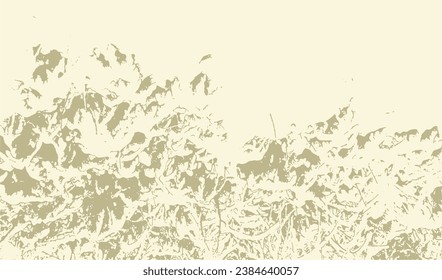 Vector abstract dirty grunge background with tree branches chaotic tangled in winter with snow on it.