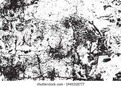 Vector abstract distressed overlay texture. Cracked cement texture black and ehite background.