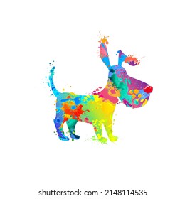 Vector abstract dog icon. Watercolor splash paint symbol