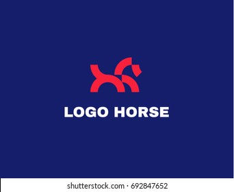 A vector abstract dog, logo, emblem. Contour Design.