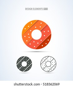 Vector abstract donut logo design icon set. Corporate identity sign collection. Application icon. Fashion illustration set 