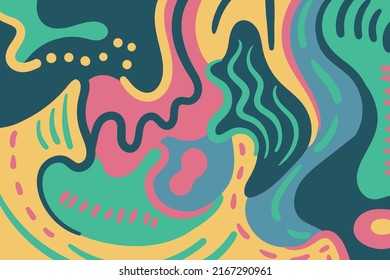 Vector abstract doodle background with colorful spots and blots.