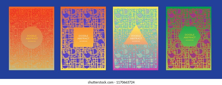 vector abstract doodle colorful background pattern set 