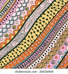 Vector abstract doodle floral decorative background. Template frame design for card with place for your text.