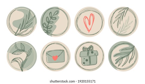 Icono de doodle abstracto vectorial para redes sociales resaltó historias de fondo abstracto minimalista estilo eco floral buen uso para anuncios de banners