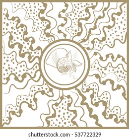 Vector abstract doodle pattern (texture, background). Hand drawn geometrical ornaments with fantasy fruit (lemon). Textile vintage print.