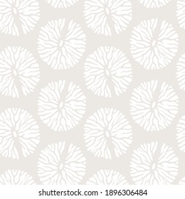 Vector abstract doodle seamless pattern of water lilies. Hand drawn repeat textures in gray colors. Top view.