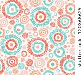 Vector abstract Doodle textured circles seamless pattern background with many hand drawn ornamental oval shapes