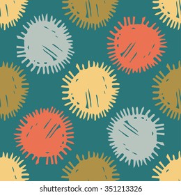 Vector abstract Doodle textured circles seamless pattern background with many hand drawn ornamental oval shapes