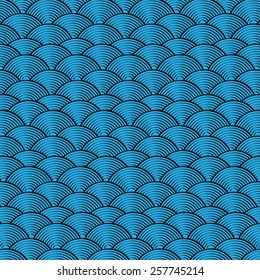 vector abstract doodle waves pattern like fish scales