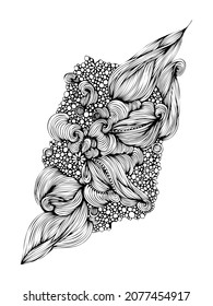 Vector abstract. Doodle wavy decorative design element. Mono color black line art element for adult coloring book page design. Ethnic zentangle ornament. 