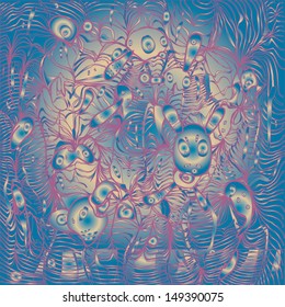 vector abstract doodle wild cartoon character cartoon in the night
