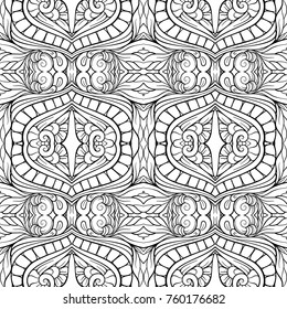 Vector abstract doodles black and white seamless pattern