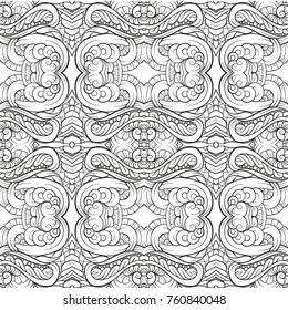 Vector abstract doodles black and white seamless pattern