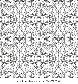 Vector abstract doodles black and white seamless pattern